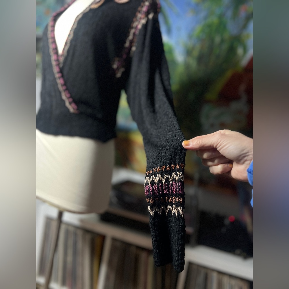 Incredible BOUCLE SWEATER Vtg 80/90s JoAnn Bryant Exclusive Designs wearable art - Picture 5 of 12